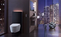 Wall-hung toilet in the bathroom interior