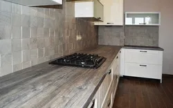 Cedar countertops in the kitchen interior