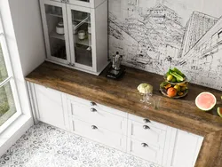 Cedar countertops in the kitchen interior