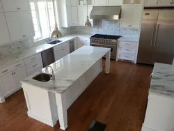 Cedar countertops in the kitchen interior
