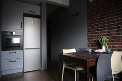 Refrigerator In A Niche In The Interior Of The Kitchen