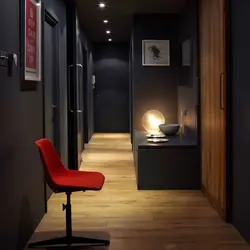 Hallway design with black ceiling