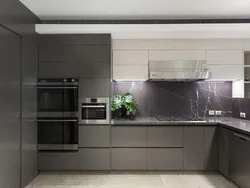 Kitchen gray with white gloss photo
