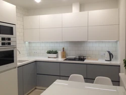 Kitchen gray with white gloss photo