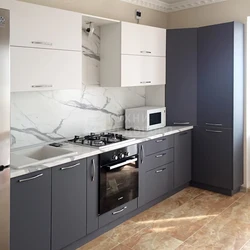 Kitchen gray with white gloss photo