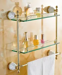 Shelf in the bathtub for shampoos photo