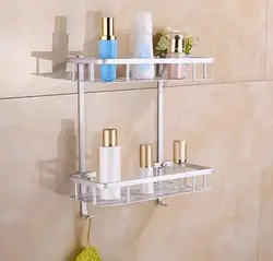 Shelf in the bathtub for shampoos photo