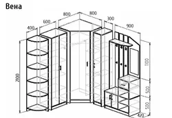 Dimensions of the wardrobe in the living room photo