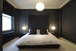 Цёмны ложак у інтэр'еры спальні фота дызайн