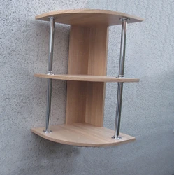 Corner wooden shelf for the kitchen photo