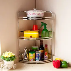 Corner wooden shelf for the kitchen photo