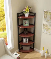 Corner wooden shelf for the kitchen photo