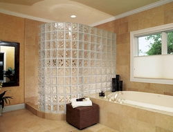 Photo of glass blocks in the bathroom