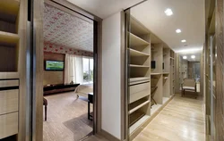 Interior living room bedroom with dressing room