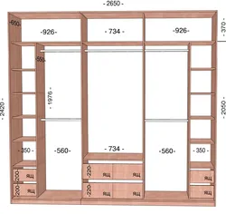 Built-in wardrobes in the hallway, diagrams, drawings, photos