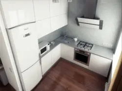 Kitchen design with white refrigerator and stove