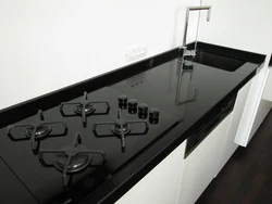 White kitchen black hob photo