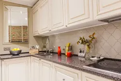 White kitchen apron and countertop design