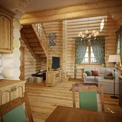 Кухня в деревянном доме из бревна внутри фото