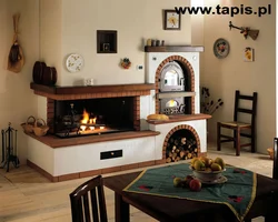 Stove Fireplace In The Kitchen Interior