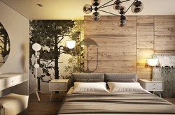 Wallpaper like a tree in the bedroom photo