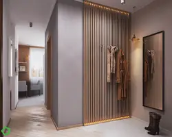 Hallway made of wooden panels photo