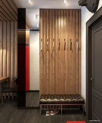 Hallway made of wooden panels photo