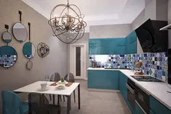 Round decorative mirrors in the kitchen interior