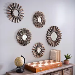 Round decorative mirrors in the kitchen interior