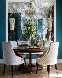 Round decorative mirrors in the kitchen interior