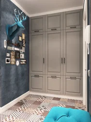 Blue wardrobe in the hallway photo