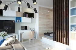 Gray slats in the living room interior
