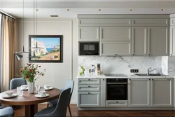Kitchen set photo on one wall