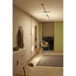 Track lamps in the hallway interior photo