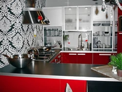 Дизайн Кухни Красные Обои