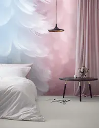 Photo wallpaper with feathers in the bedroom photo