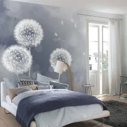 Photo wallpaper with feathers in the bedroom photo