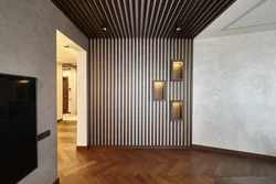 Wooden walls in the hallway interior photo
