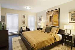 Sand color in the bedroom interior