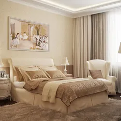 Sand color in the bedroom interior