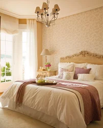 Sand color in the bedroom interior