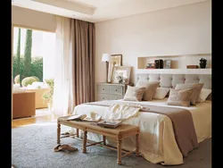 Sand color in the bedroom interior