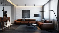 Wallpaper In Loft Style In The Living Room Interior