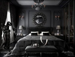 Bedroom design black and gold