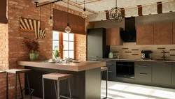 Loft uslubidagi fotosuratda oshxona plitalari