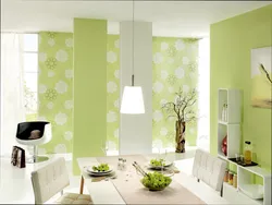 Colored wallpaper in the kitchen interior