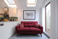 Kitchen Design With Red Sofa