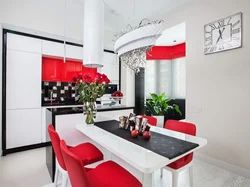 Kitchen Design With Red Sofa