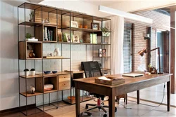 Qonaq otağının interyerində loft üslubunda rəflər