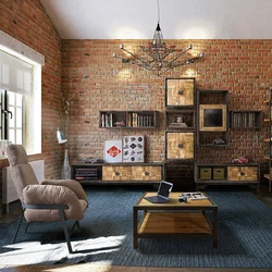Loft Style Shelving In The Living Room Interior